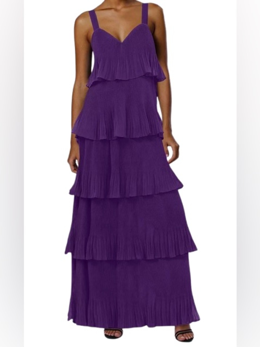 Extra Small Crepe Tiered RuffleTRUE DECADENCE Maxi Dress Purple Eggplant Wedding